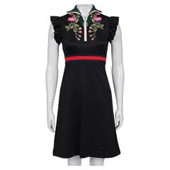 Gucci - Robe en polyester noir avec détails brodés XS