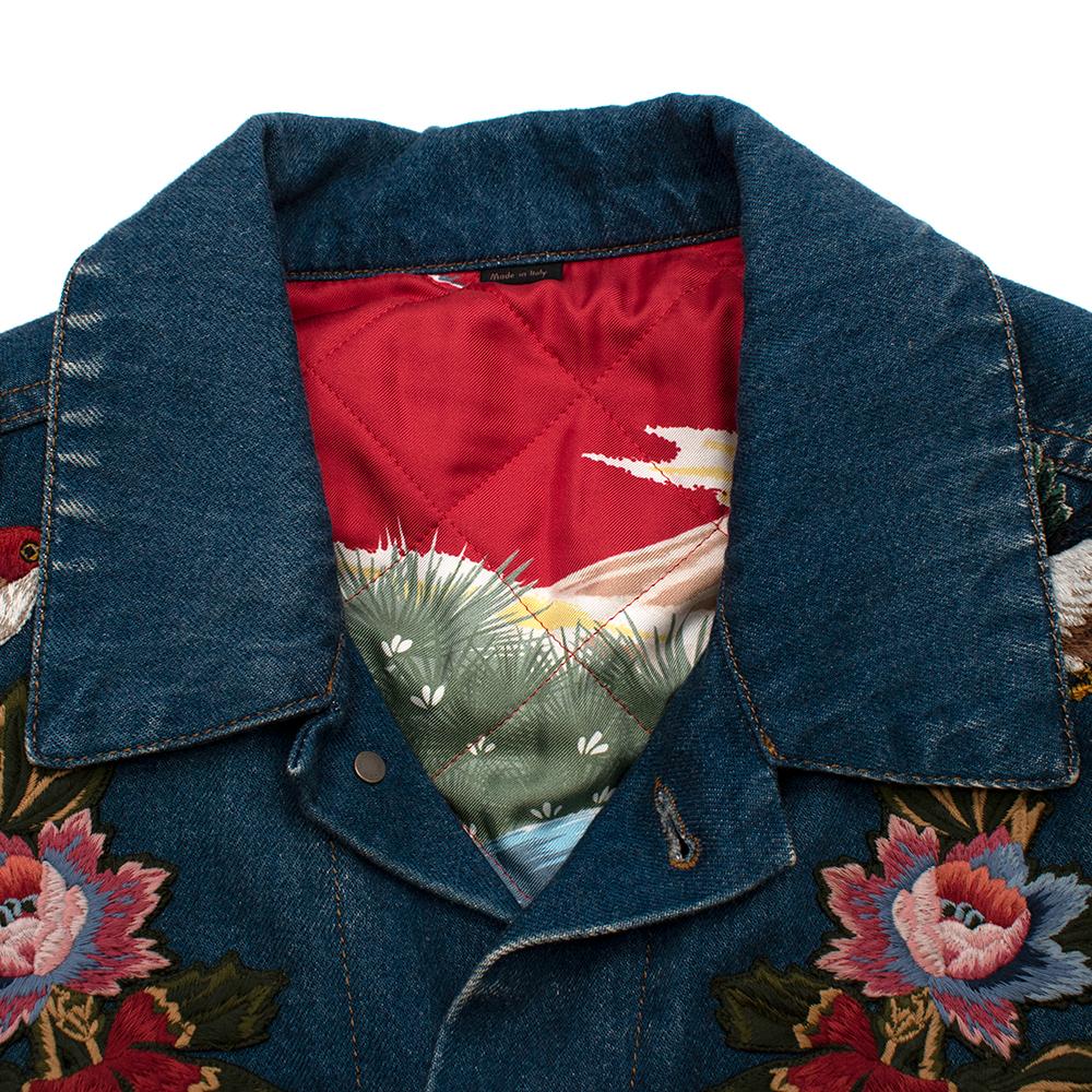 Gucci Embroidered Silk Lined Oversize Denim Jacket US8 2