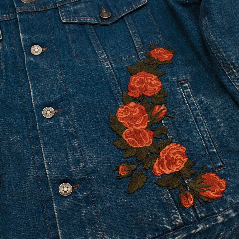 Gucci Embroidered Silk Lined Oversize Denim Jacket at 1stDibs | silk lined jacket, gucci sherpa silk lined jeans