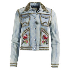 Gucci Embroidered Studded Denim Jacket It 38 Uk 6