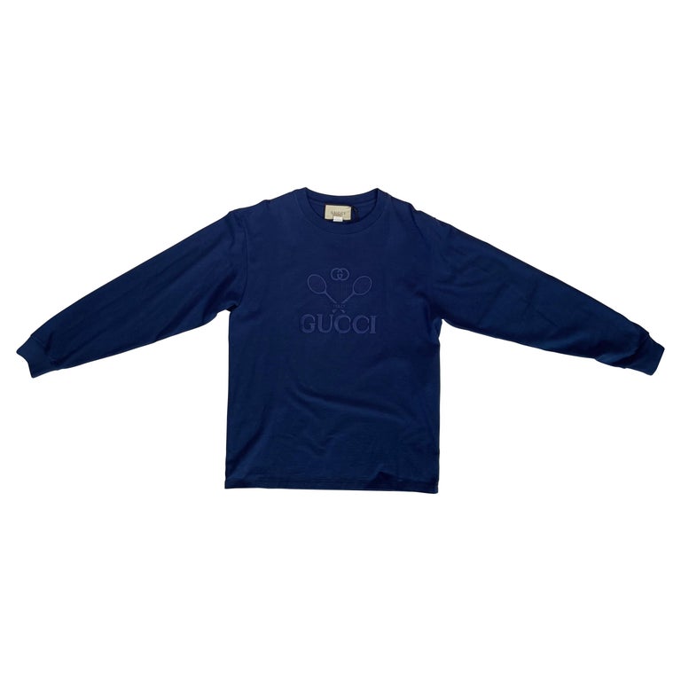 Gucci Embroidered Tennis Cotton Jersey LS T-shirt - Small (581903) For Sale  at 1stDibs