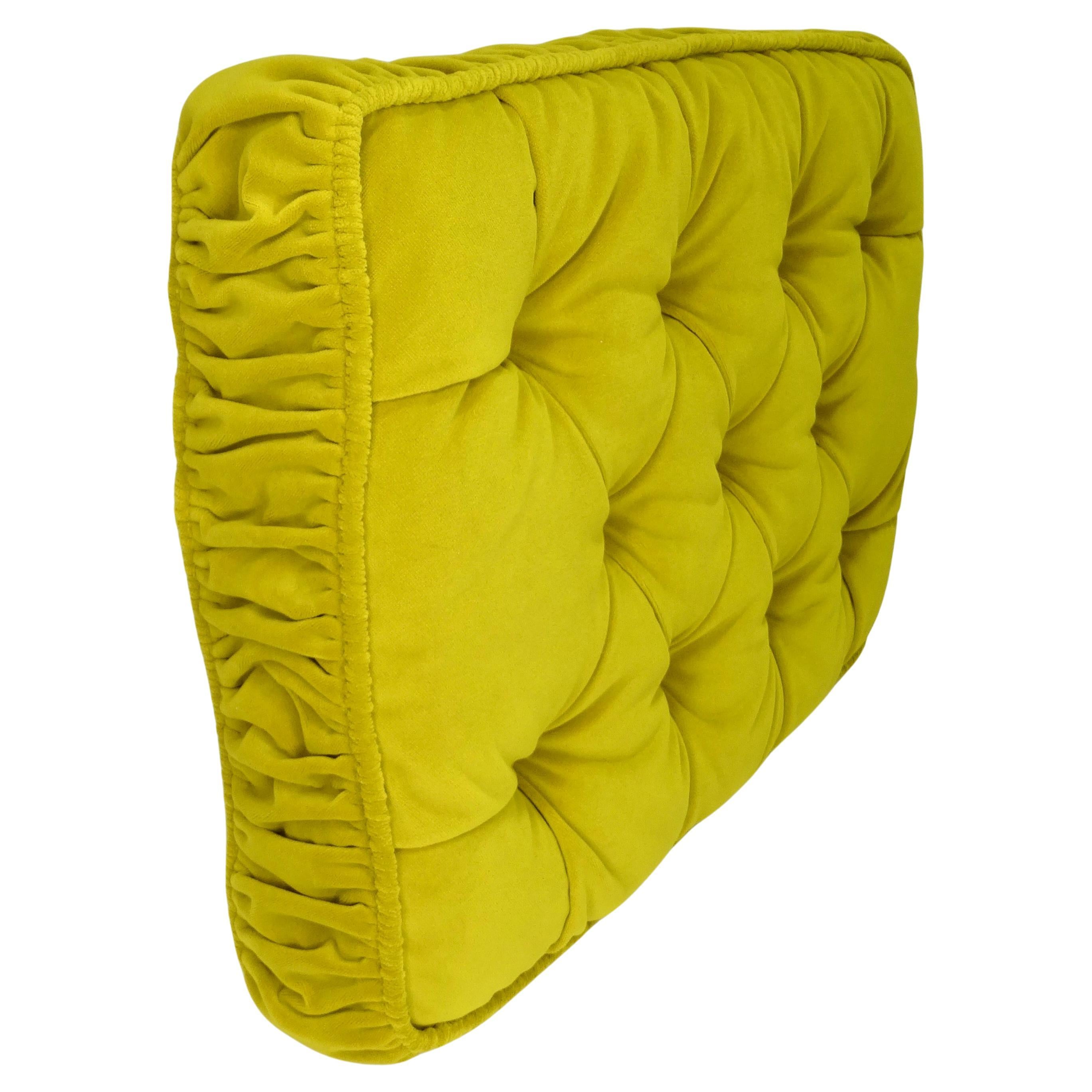 Beige Gucci Embroidered Velvet Yellow Pillow Cushion For Sale