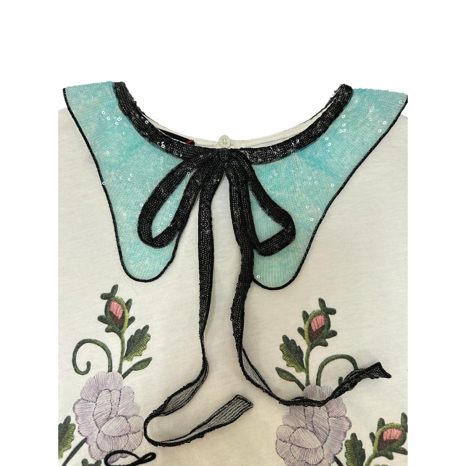 Gucci ricamo colletto di paillettes T-shirt Top Sz.M In condizioni buone in vendita a Krakow, PL