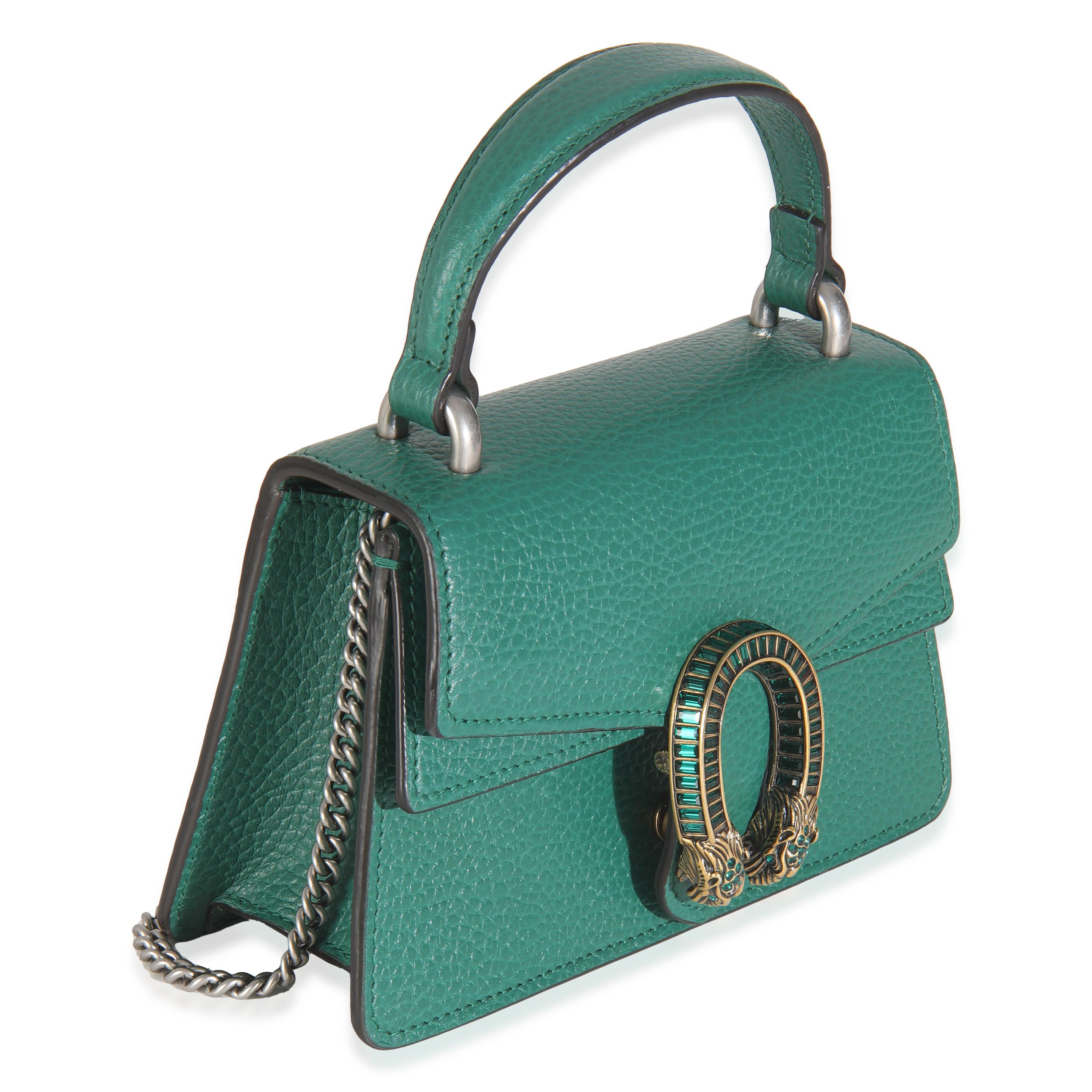 Gucci Emerald Dollar Kalbsleder Crystal Mini Dionysus Top Handle Bag (Blau) im Angebot
