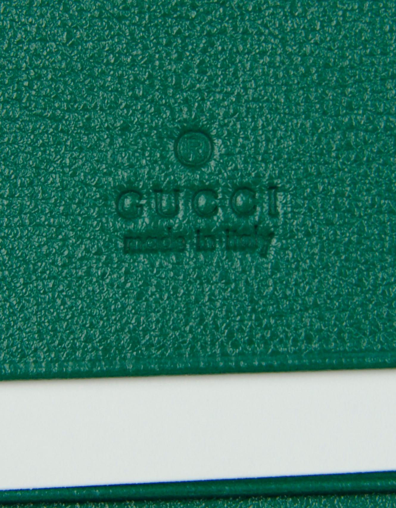 Women's Gucci Emerald Green Calfskin Leather Diana Bamboo Card Case Wallet