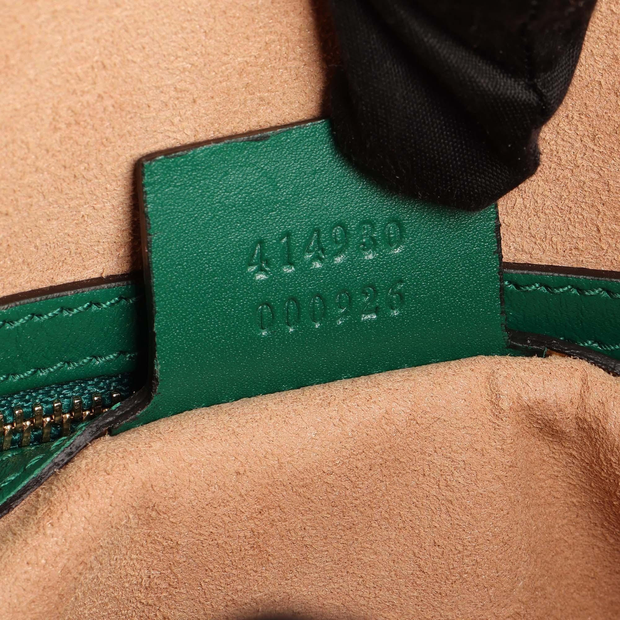 GUCCI Emerald Green Calfskin Leather Hobo Bag 6