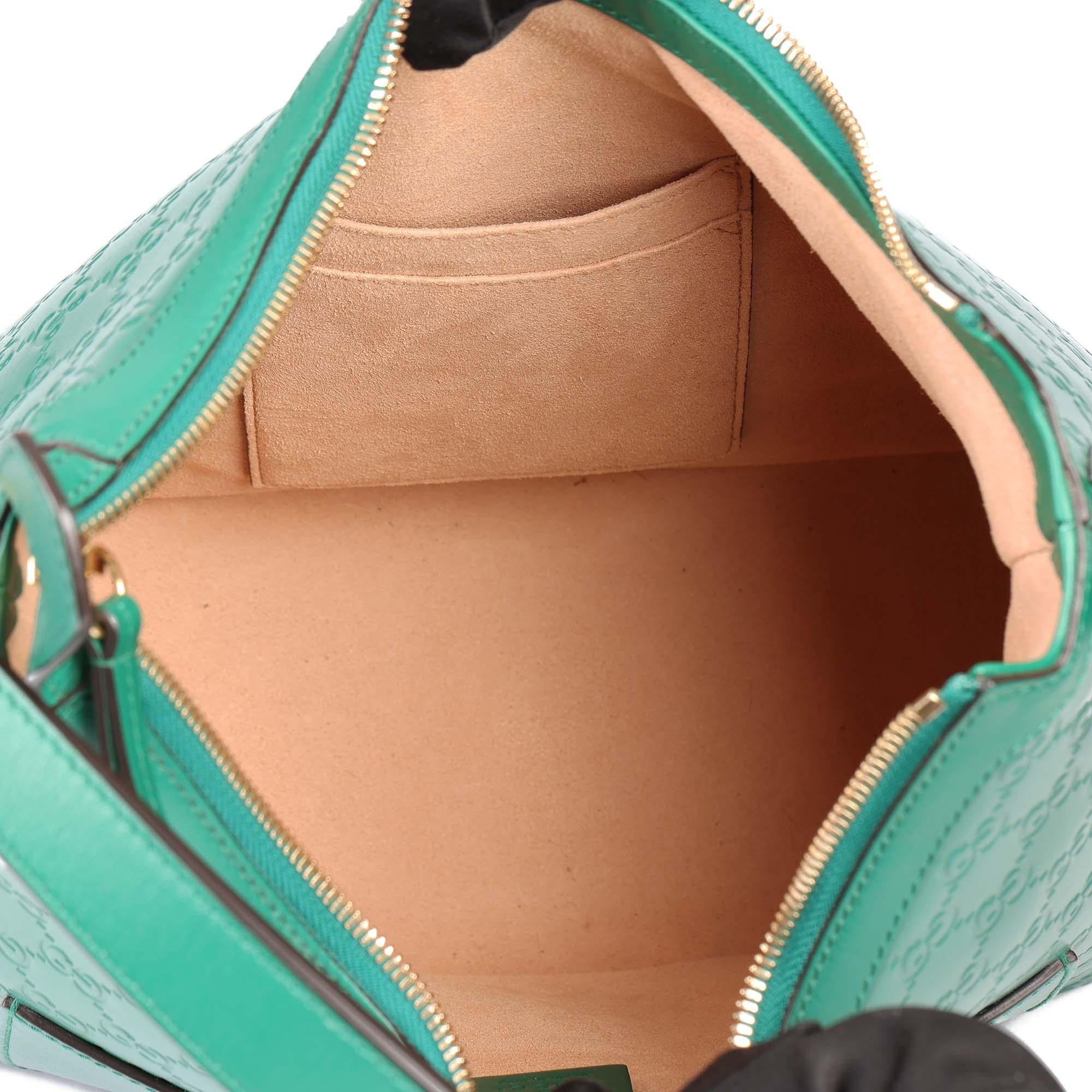 GUCCI Emerald Green Calfskin Leather Hobo Bag 7