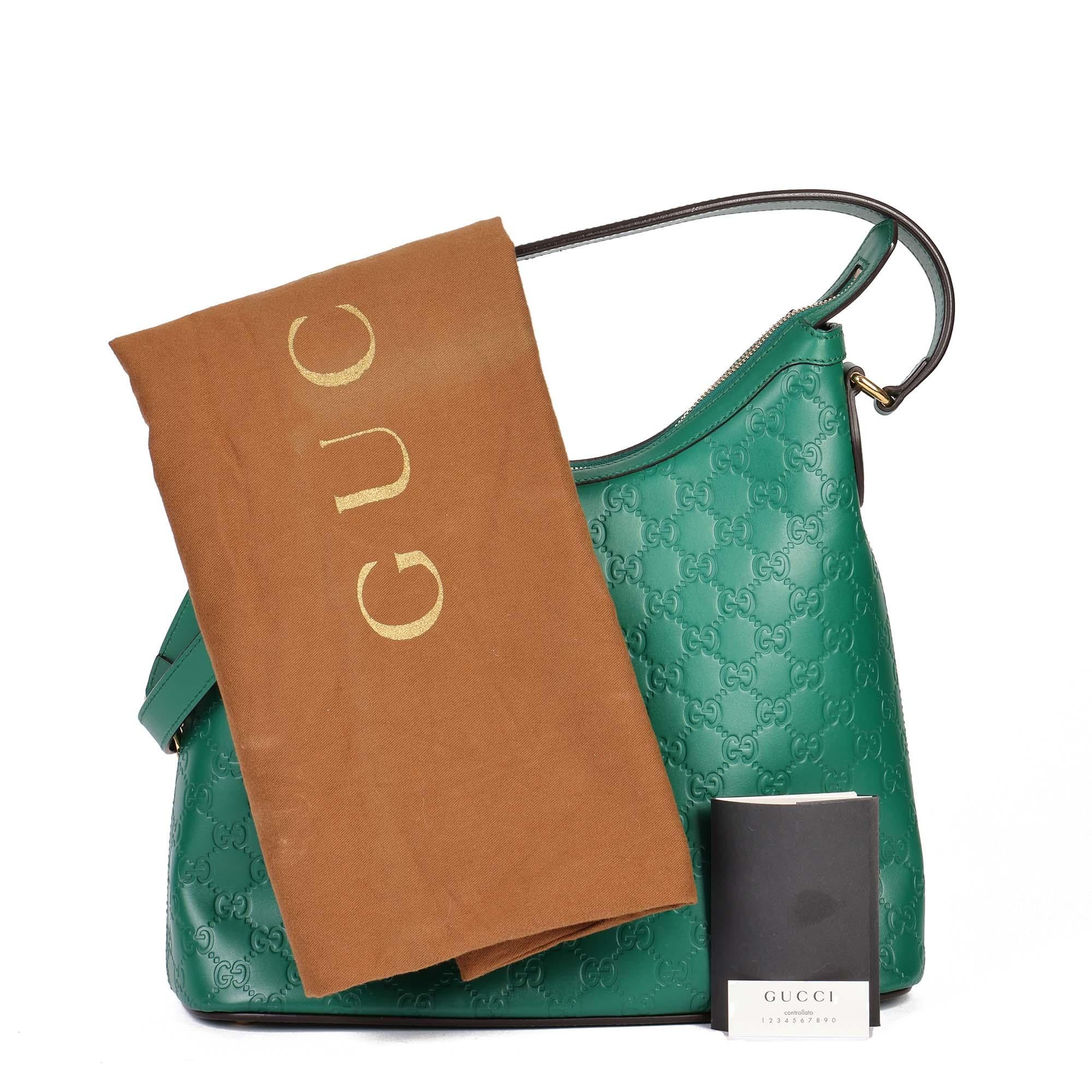 GUCCI Emerald Green Calfskin Leather Hobo Bag 8