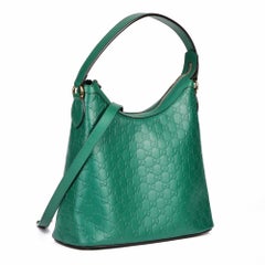 GUCCI Emerald Green Calfskin Leather Hobo Bag