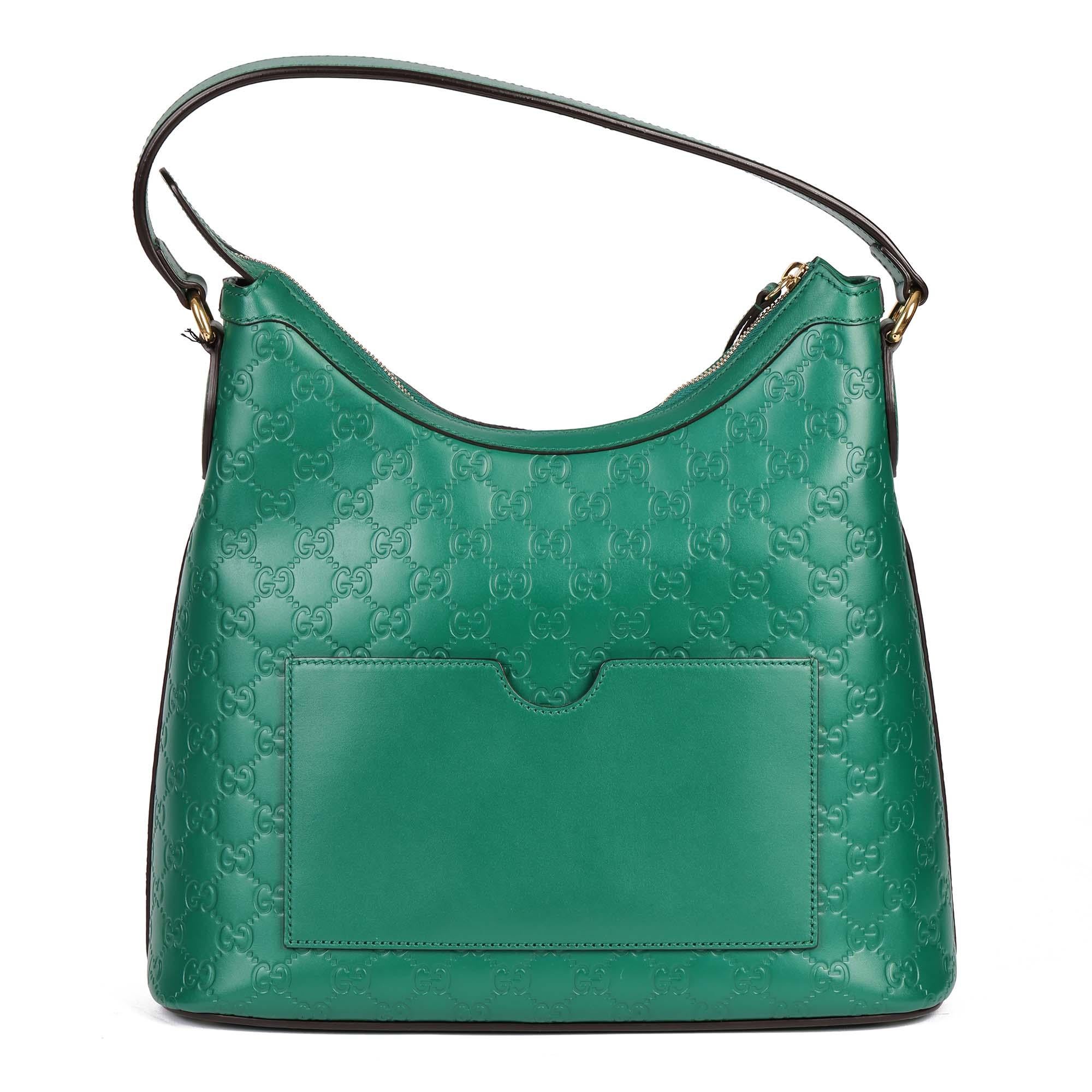 GUCCI Emerald Green Calfskin Leather Hobo Bag 1