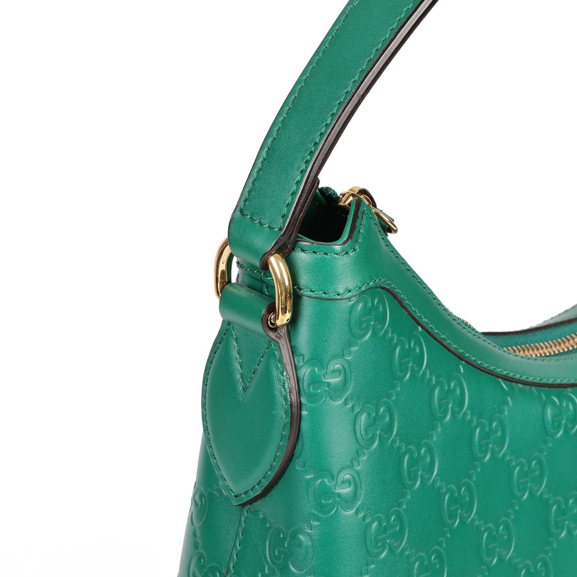 GUCCI Emerald Green Calfskin Leather Hobo Bag 3