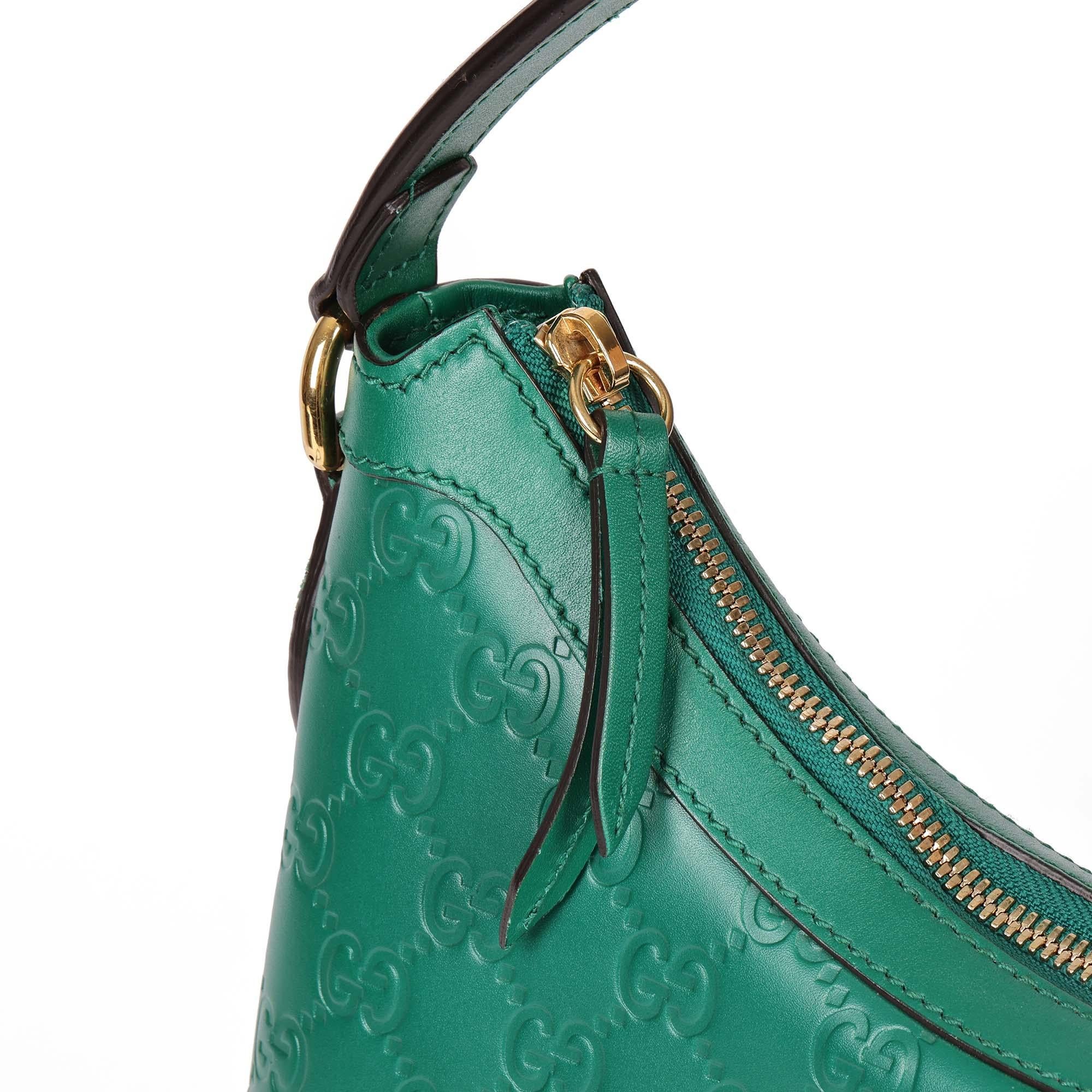 GUCCI Emerald Green Calfskin Leather Hobo Bag 4