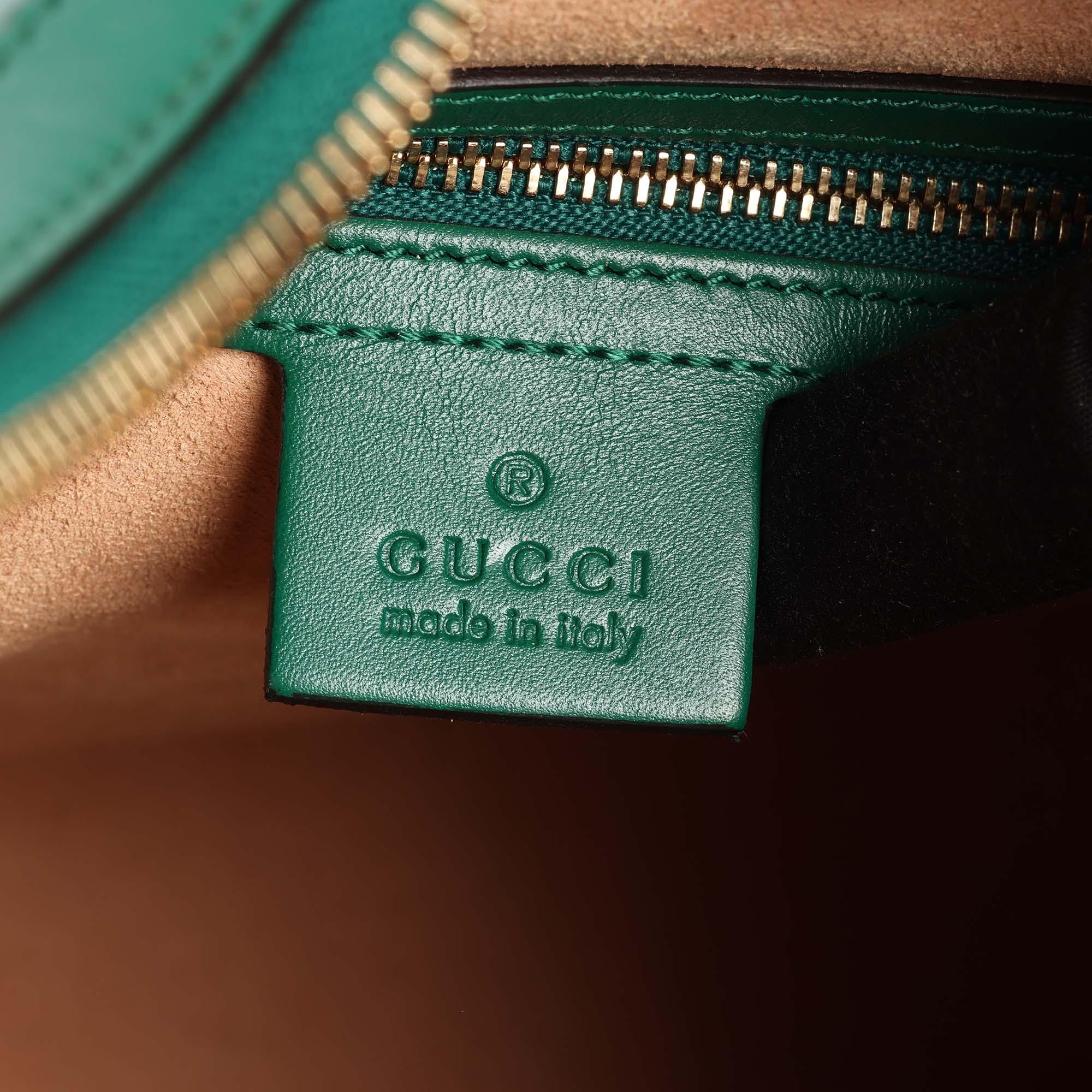 GUCCI Emerald Green Calfskin Leather Hobo Bag 5