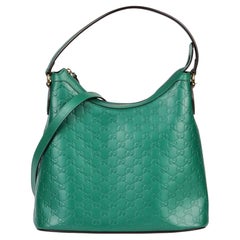 GUCCI Emerald Green Calfskin Leather Hobo Bag