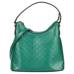 GUCCI Smaragdgrüne Hobo-Tasche aus Kalbsleder