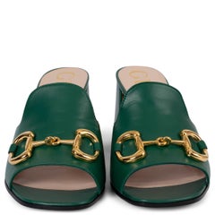 GUCCI emerald green leather 2019 HORSEBIT Mules Sandals Shoes 39