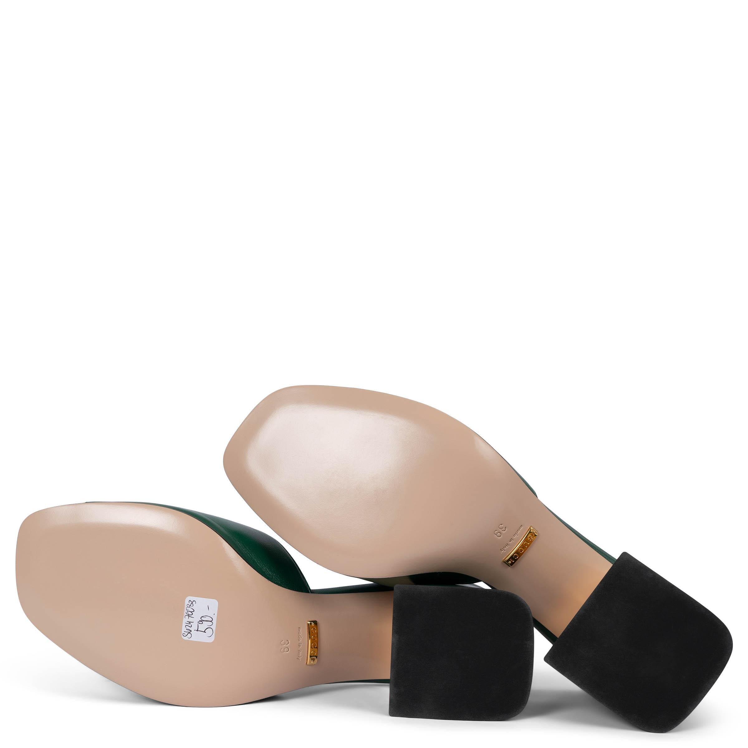 GUCCI emerald green leather 2019 HORSEBIT Mules Sandals Shoes 39 3
