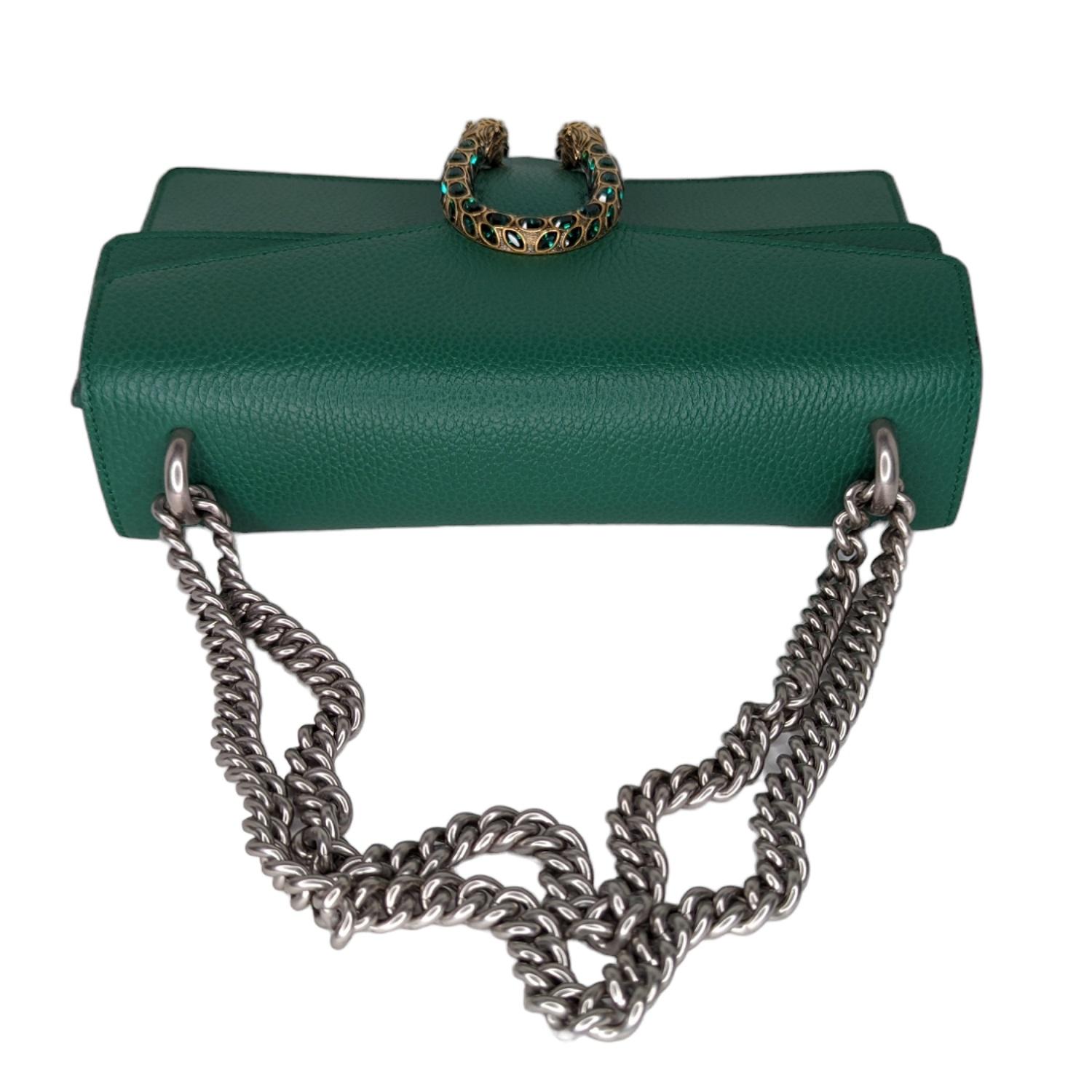 Gucci Emerald Green Leather Dionysus Shoulder Bag In Excellent Condition In Scottsdale, AZ