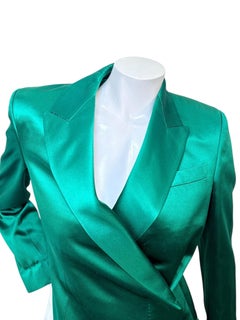 Gucci Emerald Green Silk Satin Wrap Blazer — Alessandro Michele Era, IT 36