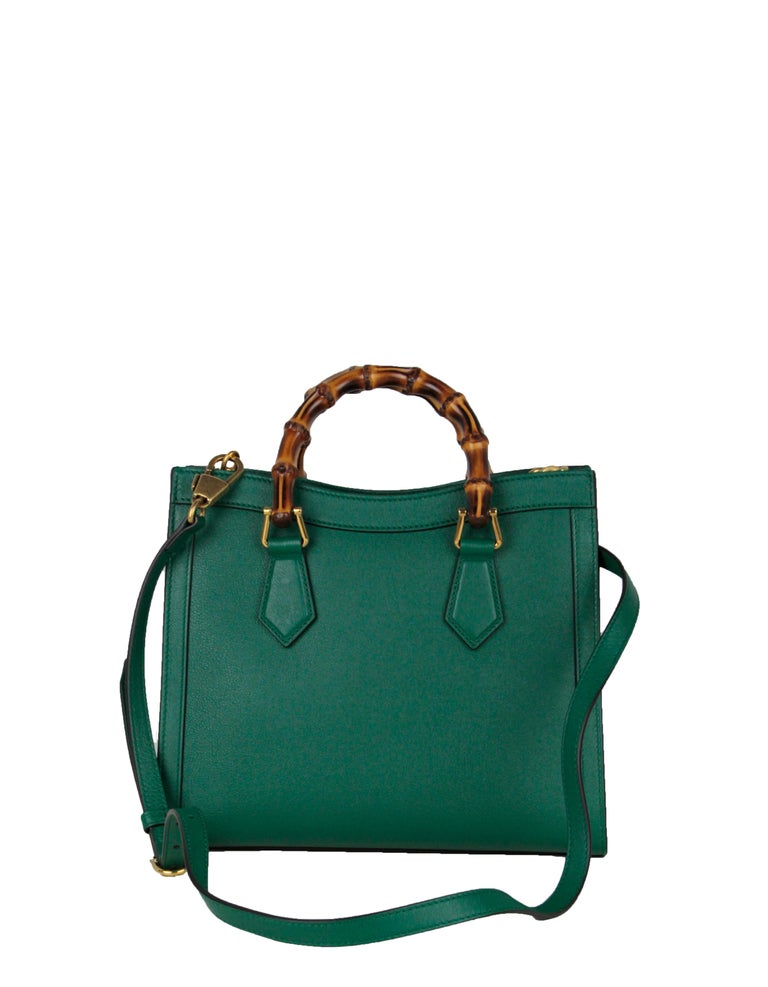 Gucci Emerald Green Small Calfskin Leather Diana Bamboo Bag w/ Strap 660195  4307