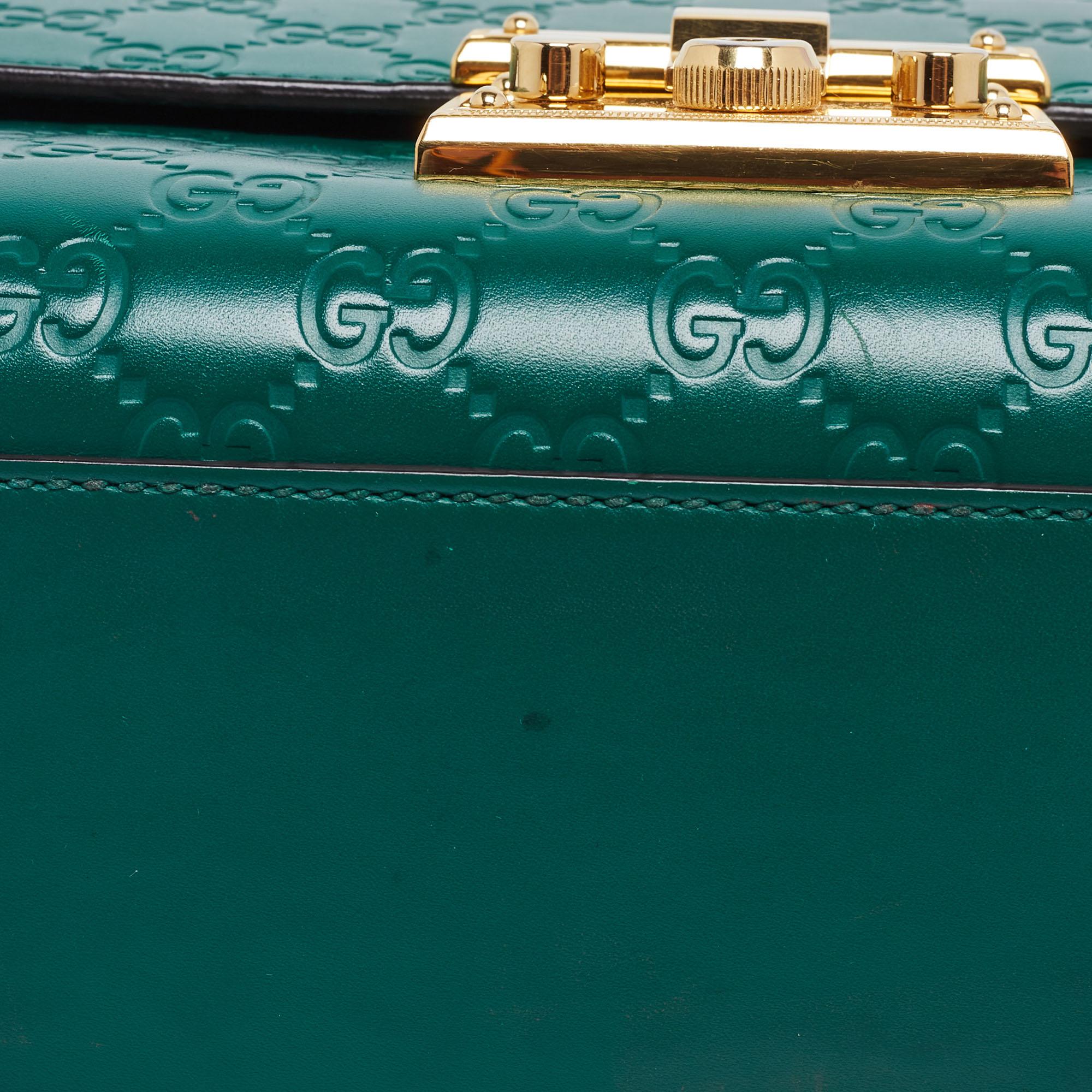 Gucci Emerald Guccissima Leather Medium Padlock Shoulder Bag 5