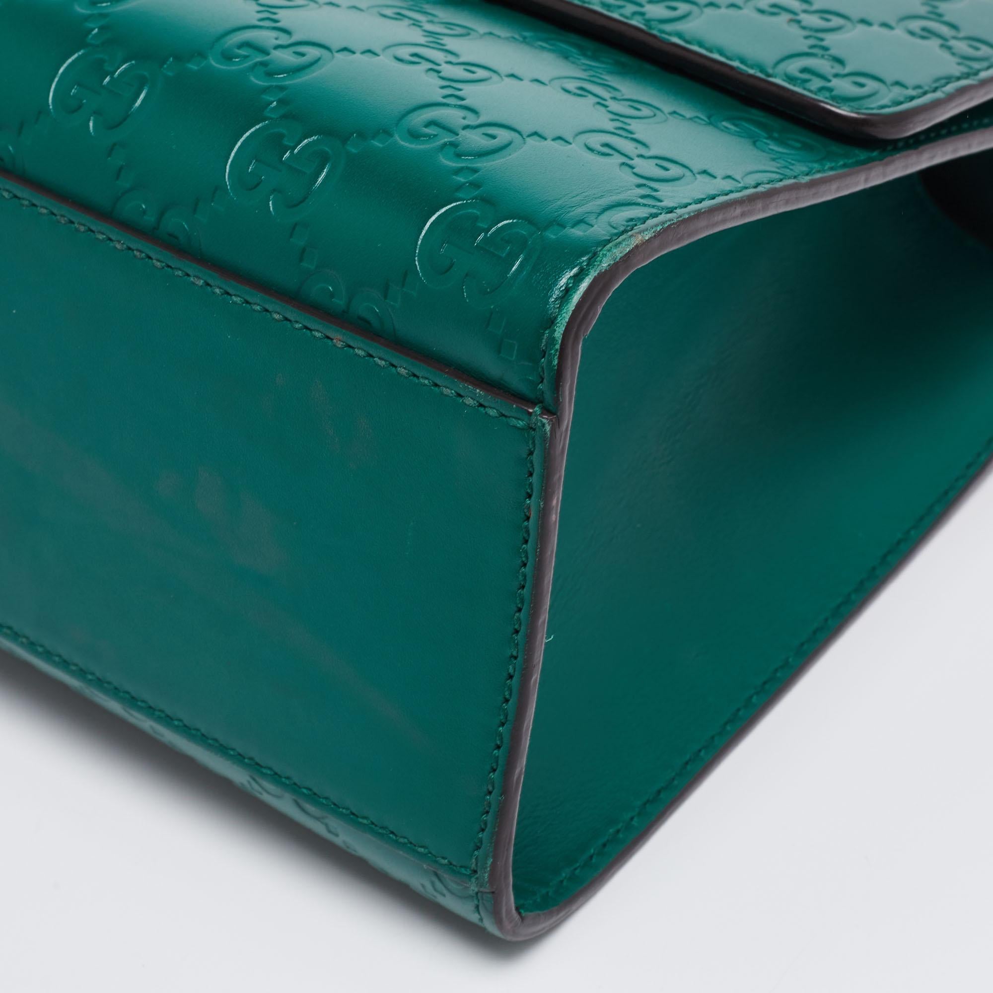 Gucci Emerald Guccissima Leather Medium Padlock Shoulder Bag 6