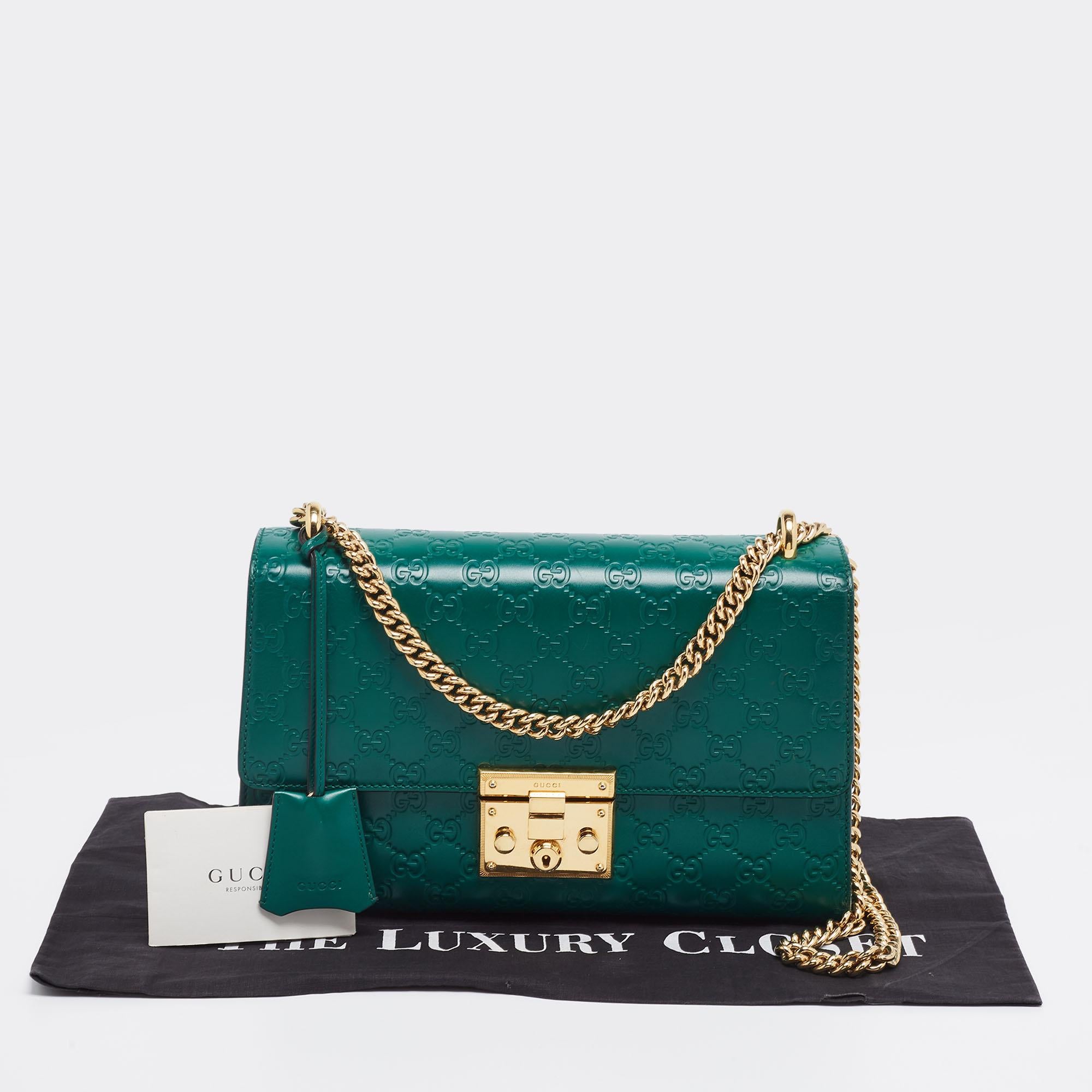 Gucci Emerald Guccissima Leather Medium Padlock Shoulder Bag 8