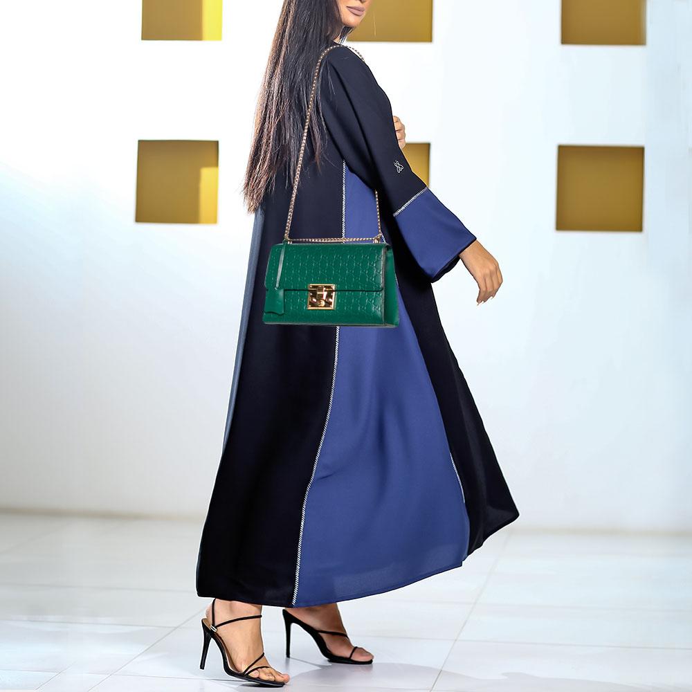 Blue Gucci Emerald Guccissima Leather Medium Padlock Shoulder Bag