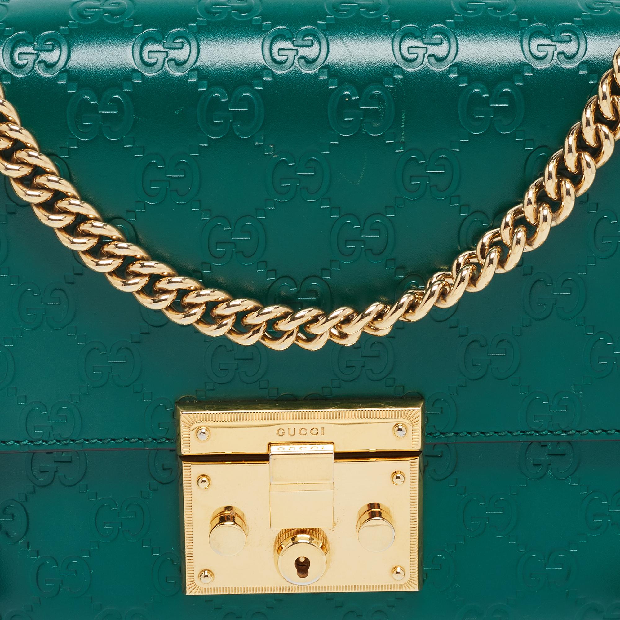 Gucci Emerald Guccissima Leather Medium Padlock Shoulder Bag 4