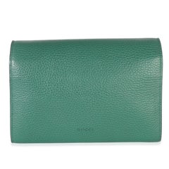 Gucci Smaragdfarbenes Kalbsleder mit Kieselsteinen, Dionysos-Kette, Brieftasche