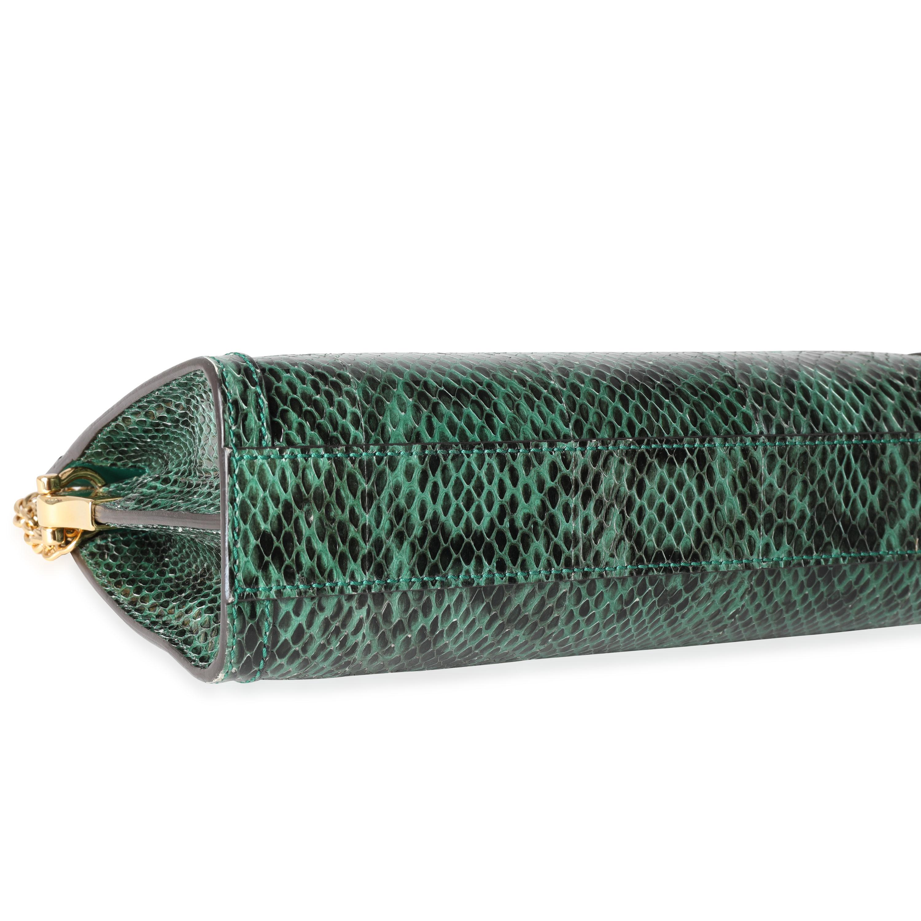 Gucci Emerald Snakeskin Small Ophidia Shoulder Bag In Excellent Condition In New York, NY