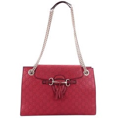 Gucci Emily Chain Flap Shoulder Bag Guccissima Leather Large