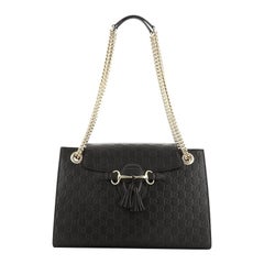 Gucci Emily Chain Flap Shoulder Bag Guccissima Leather Large