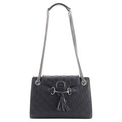 Gucci Emily Chain Flap Shoulder Bag Guccissima Leather Small