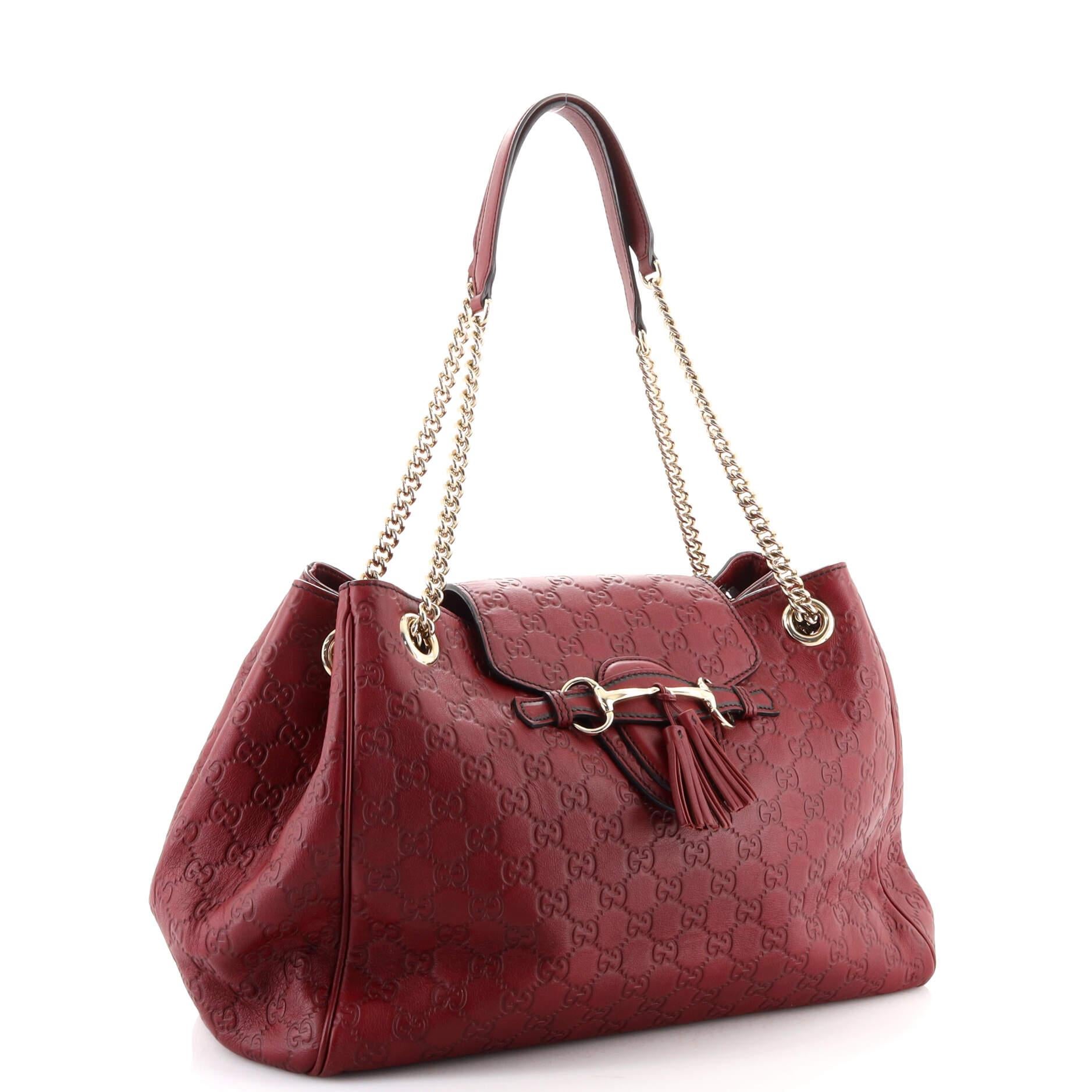 Brown Gucci Emily Flap Shoulder Bag Guccissima Leather Large