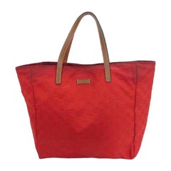 Vintage Gucci Emobssed Monogram 222844 Red Canvas Tote