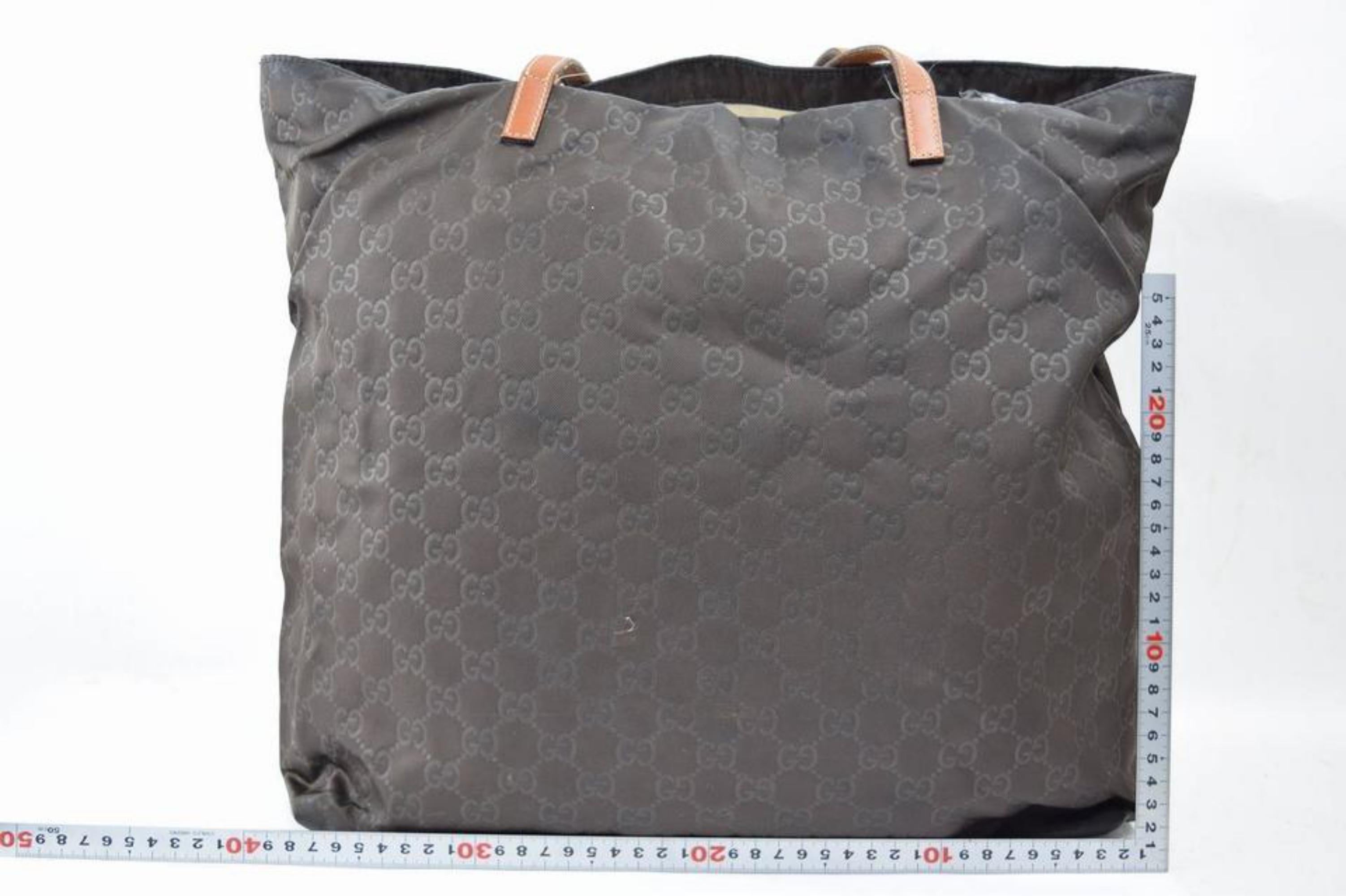 Gucci Emobssed Monogram Gg Large Shopper 869526 Brown Nylon Tote For Sale 1