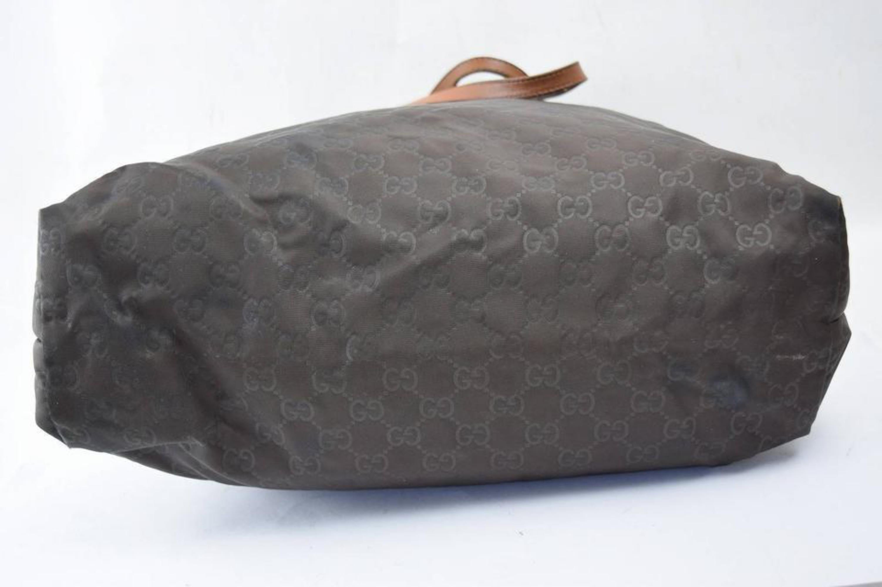 Gucci Emobssed Monogram Gg Large Shopper 869526 Brown Nylon Tote For Sale 2