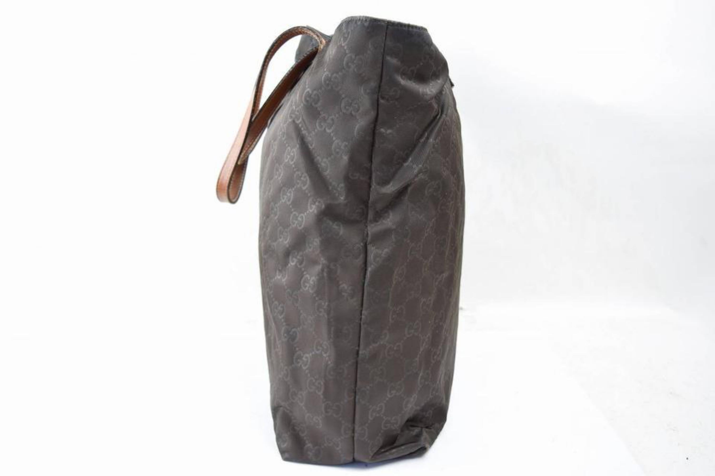 Gucci Emobssed Monogram Gg Large Shopper 869526 Brown Nylon Tote For Sale 3