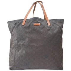 Gucci Emobssed Monogram Gg Large Shopper 869526 Brown Nylon Tote