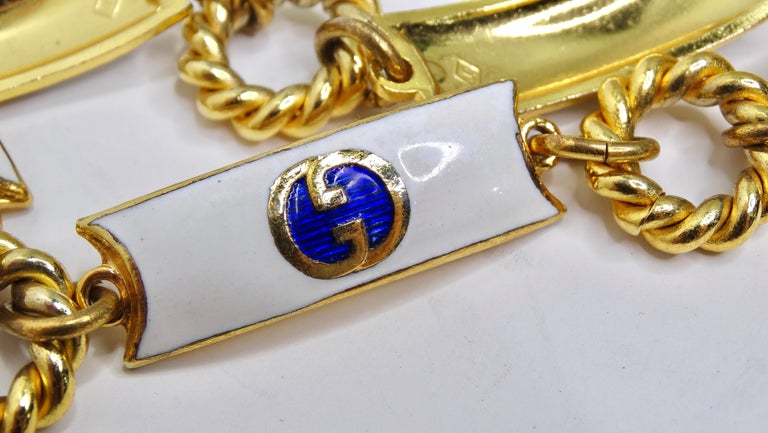 Vintage gold and blue clasp chain belt Gold and Blue Chain Belt - Etsy main image 4