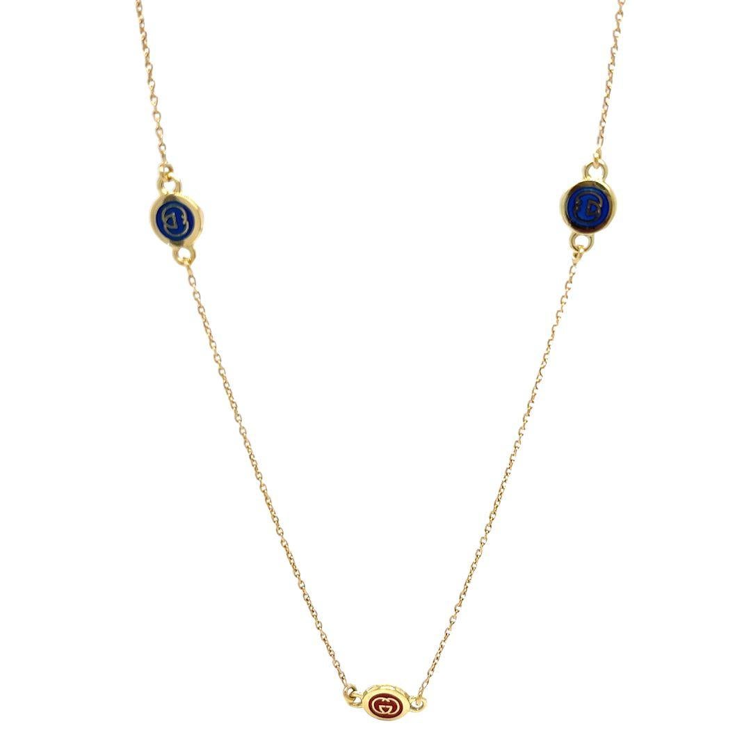 Women's Gucci enamel logo necklace in yellow gold