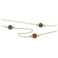 Gucci enamel logo necklace in yellow gold