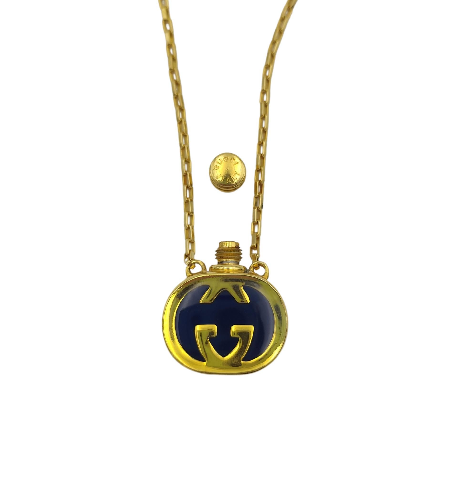 Gucci enameled logo perfume bottle necklace 1