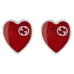 Gucci Enamelled Heart Earrings