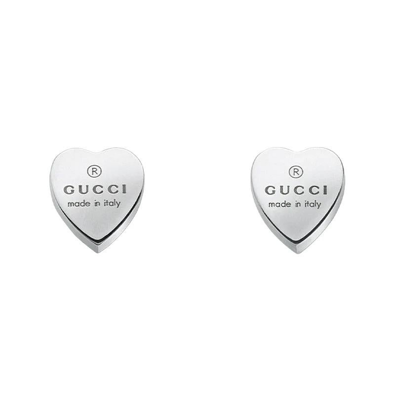 Ohrringe aus Sterlingsilber mit graviertem Herz von Gucci YBD223990001 im Zustand „Neu“ im Angebot in Wilmington, DE