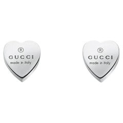 Used Gucci Engraved Heart Sterling Silver Earrings YBD223990001