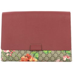 Gucci Envelope Clutch Blooms Print GG Coated Canvas and Leather Large