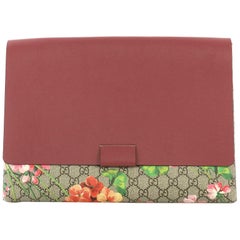 Gucci Envelope Clutch Blooms Print GG Coated Canvas and Leather Large