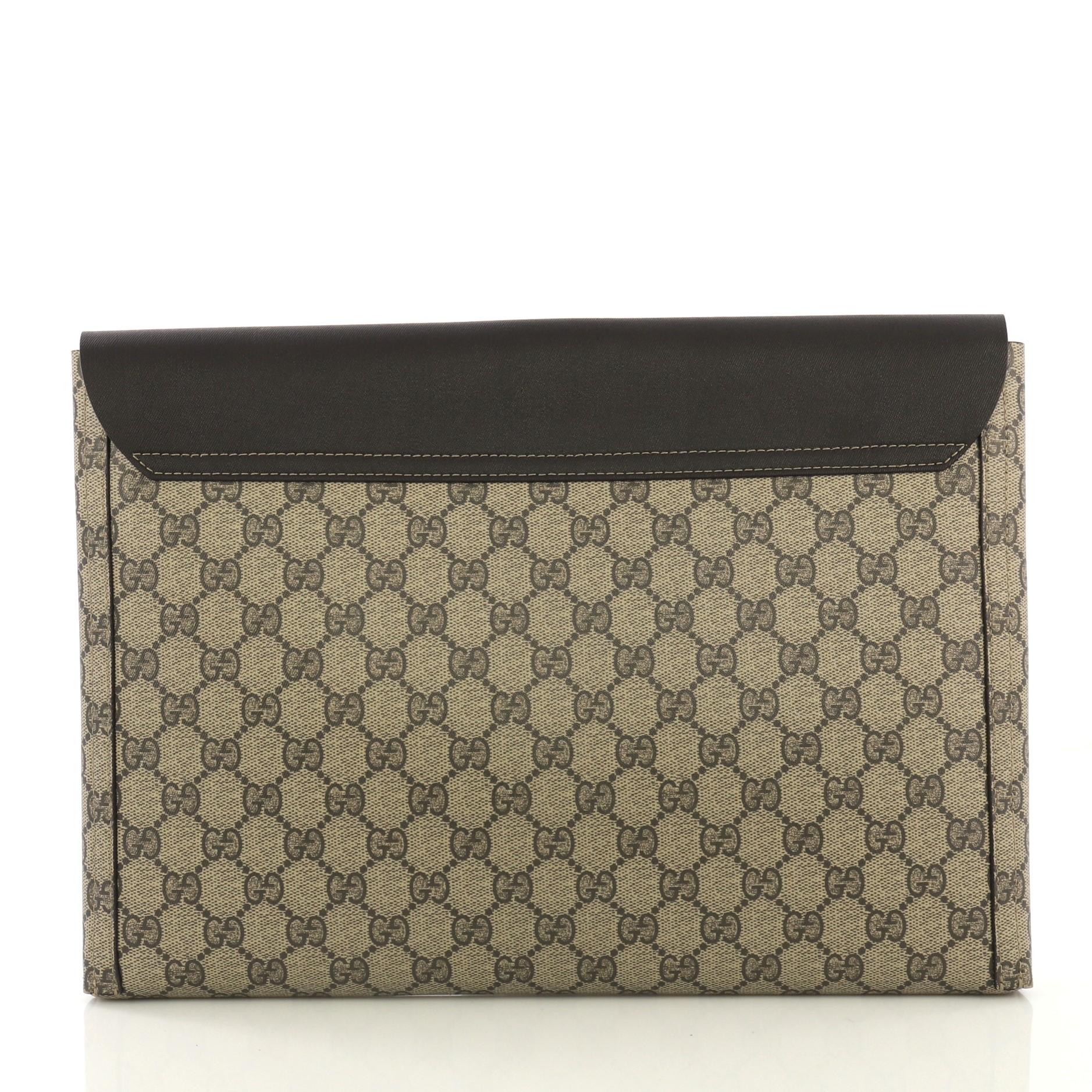 Black Gucci Envelope Clutch GG Canvas and Leather Large